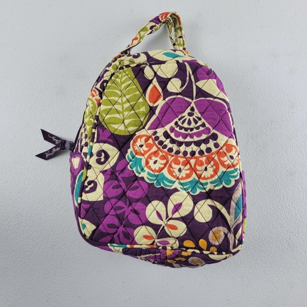 Vera Bradley Cotton Plum Crazy Quilted Lunch Bag Top Zip Insulated Women - Picture 3 of 12